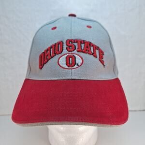 Ohio State Buckeyes Football Cap Adjustable Strapback Hat Gray Red 100% Cotton